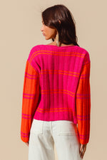 Load image into Gallery viewer, Double Stripe Knitted Sweater Top
