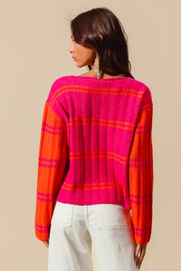 Double Stripe Knitted Sweater Top