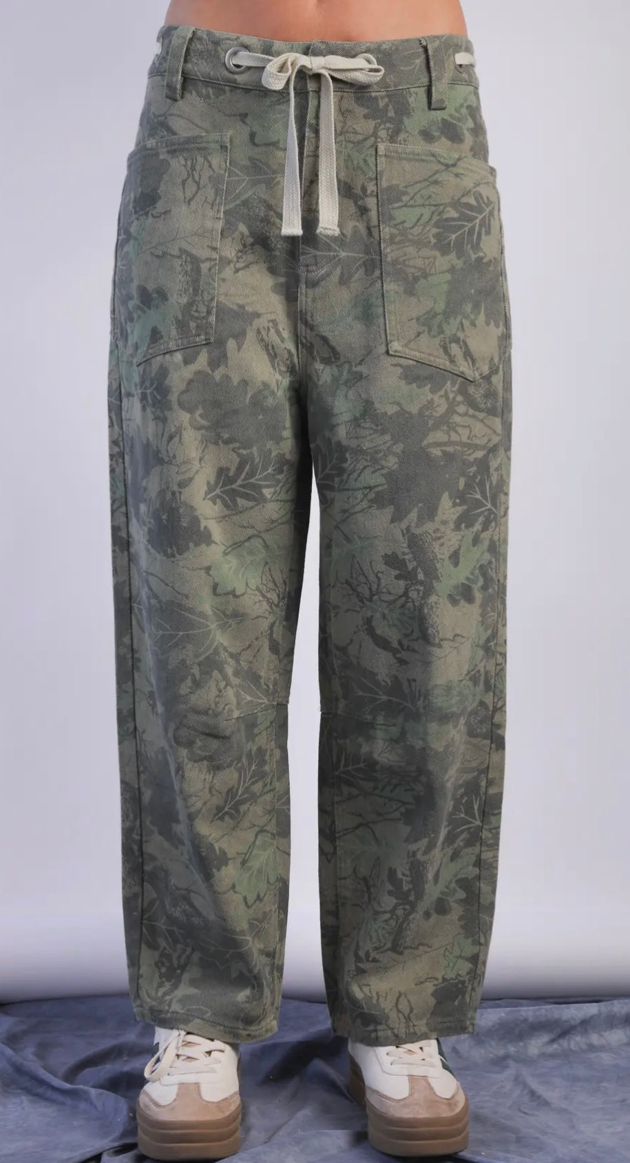 Camo Green Leaf Barrel Denim