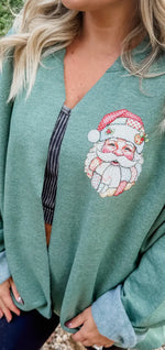 Load image into Gallery viewer, Patchwork Santa- Green Cardigan
