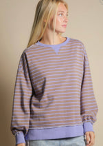 Load image into Gallery viewer, Striped Pull Over Mocha/Lavendar
