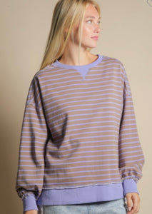 Striped Pull Over Mocha/Lavendar