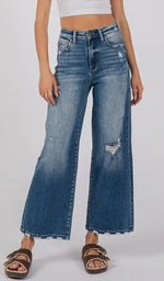 Load image into Gallery viewer, Petra ~ Destroyed High Rise
Relaxed Cropped Wide Leg Denim
