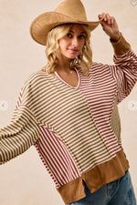 Load image into Gallery viewer, Stripe Thermal Knit Color Block
