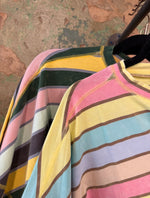 Load image into Gallery viewer, Sewn &amp; Seen ~ Mineral Washed Multi Stripe Knit Top                  (Pink or Yellow)
