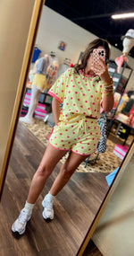 Load image into Gallery viewer, Yellow/Pink Polka Dot Lounge Set
