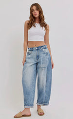Load image into Gallery viewer, Cello Mid Waisted Barrel Denim
