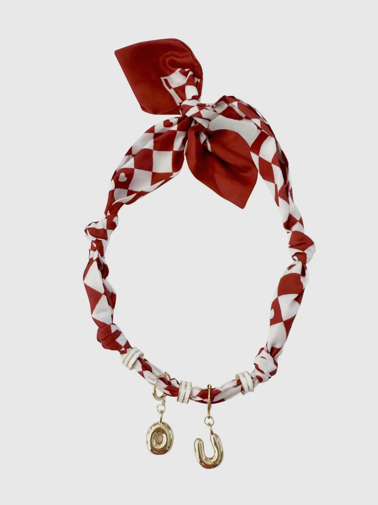 Crimson Game Day Bubble Letter Sarf Necklace