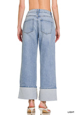 Load image into Gallery viewer, Zenana High Rise Cuff Wide Leg Denim
