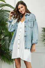 Load image into Gallery viewer, Rhinestone Washed Denim Jacket
