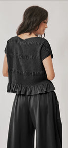 Ruffle Cap Sleeve Top and Waistband
Pants Set