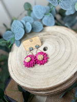 Load image into Gallery viewer, Pink Panache Macrame Flower Earrings
