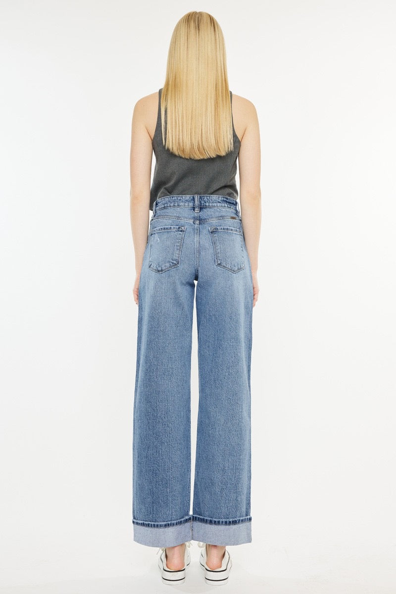 Kancan High Rise Cuffed Wide Leg