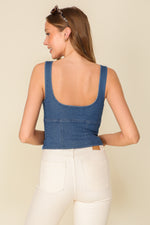 Load image into Gallery viewer, Timing Denim Darling Top W/Side Zipper
