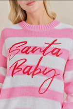 Load image into Gallery viewer, MAIN STRIP~ Santa Baby Pink Stripe Knit Sweater
