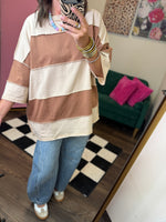 Load image into Gallery viewer, Fall Oversized Striped Boxy Tee

