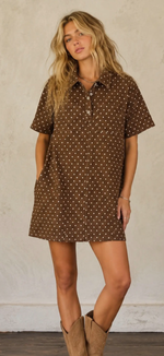 Load image into Gallery viewer, Sewn &amp; Seen ~ Polka Dot Denim Shirt Dress

