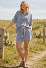 Load image into Gallery viewer, S&amp;S Mini Checker Button Down Top Shorts Set
