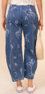 Load image into Gallery viewer, Blue B. ~ Western Print Barrel Leg
Denim Jean
