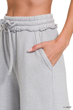 Load image into Gallery viewer, FLEECE EXPOSED SEAM WIDE LEG SWEATPANTS
