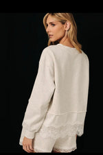 Load image into Gallery viewer, Sweatshirt W/Lace Trim
