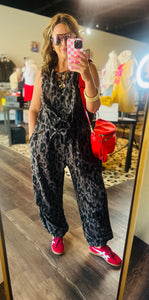 Leopard Print Cinch Tie Top Pant Set