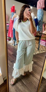 Load image into Gallery viewer, Bibi Stripes Woven Ruffle Lace Hem
