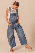 Load image into Gallery viewer, Washed Denim Slouchy Pants Overalls
