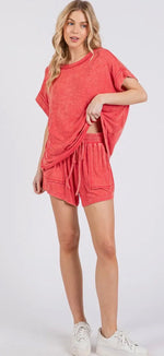 Load image into Gallery viewer, SEWN &amp; SEEN ~ Mineral Washed Top and Shorts Rib Set
