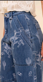 Load image into Gallery viewer, Blue B. ~ Western Print Barrel Leg
Denim Jean
