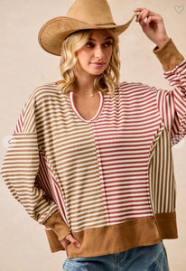 Stripe Thermal Knit Color Block