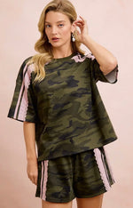 Load image into Gallery viewer, Bibi Camo W/Lace Detail Shorts
