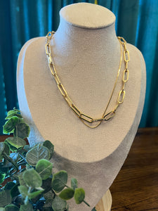 Gold 2 Layered Chain Necklace