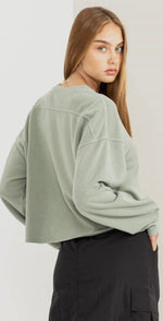 Load image into Gallery viewer, Hyfve Relaxing Retreat Oversized Cropped Sweatshirt
