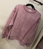 Load image into Gallery viewer, Zenana Acid Washed Exposed Hem Fleece Sweatshirt
