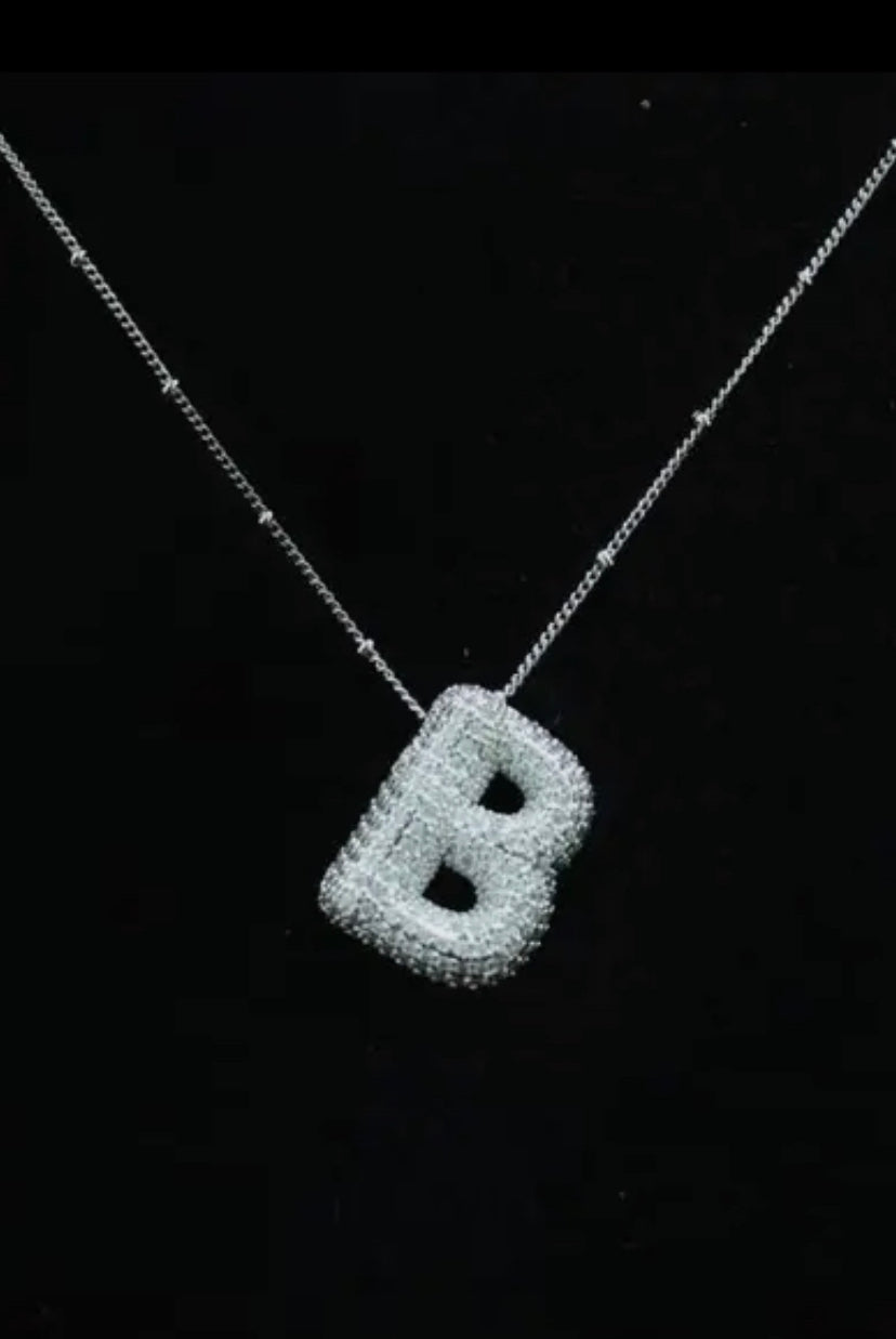 Jeweled CZ Bubble Initial Necklace