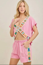 Load image into Gallery viewer, Mineral Washed Reverse-able Crisscross Crochet Sleeveless Top
