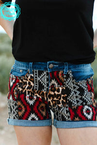 Sterling Kreek Patched Up Leopard Shorts