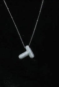 Jeweled CZ Bubble Initial Necklace