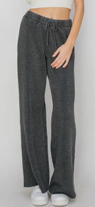 Hyfve Mid Rise Butter Soft Drawstring Flared Pant Black or Gray Blue