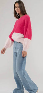 Load image into Gallery viewer, Horizontal Split Fuzzy Pullover Sweater
