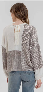 Load image into Gallery viewer, Blu Pepper Back-Tie Colorblock Knit Sweater
