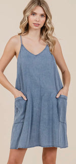 Load image into Gallery viewer, Denim Tank Style Dress with Pockets
