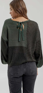 Load image into Gallery viewer, Blu Pepper Back-Tie Colorblock Knit Sweater
