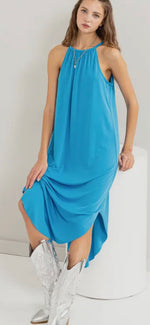 Load image into Gallery viewer, Hyfve Halter Neck Asymmetrical Middi Dress
