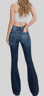 Load image into Gallery viewer, Petra Distressed Mid Rise Stretch Petite Bootcut Denim
