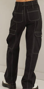HYFVE Major Moves Contrast Stitch Twill Cargo Pant Black or Olive