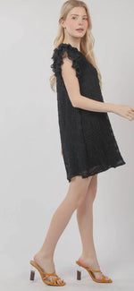 Load image into Gallery viewer, Black Ruffled Sleeve Dress
