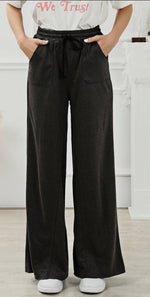 Load image into Gallery viewer, Mineral Washed Drawstring Retro Wide-Leg Pant w/ Pockets
