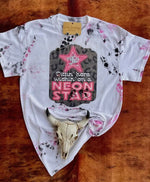 Load image into Gallery viewer, Neon Star Distressed Splattered Tee
